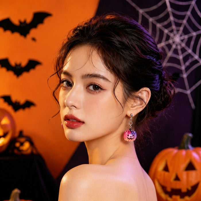 Wholesale Acrylic Pumpkin Head Earrings Retro Festival Jewelry Accessory MOQ≥2