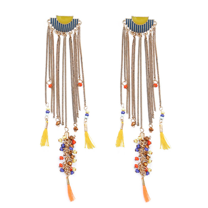 Wholesale Bohemian Tassel Earrings Vintage Style Fashion Accessory Gift MOQ≥2