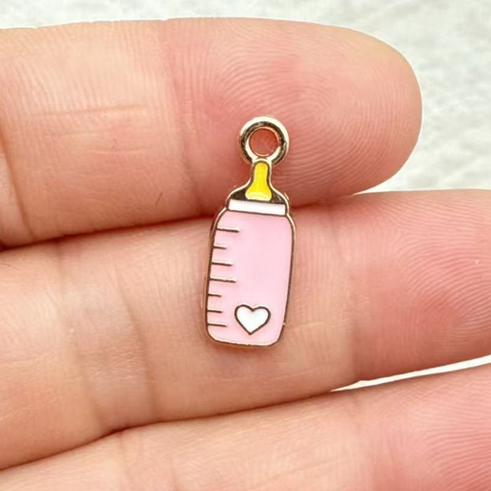 Wholesale 10pcs Baby clothes,  baby bottle,  little feet DIY alloy oil drop earrings,  pendant keychain