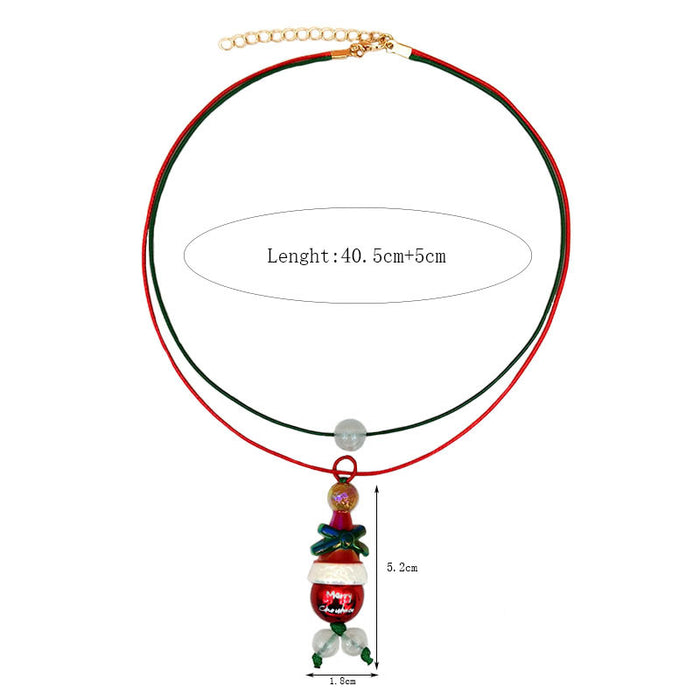 Wholesale Christmas Double Necklace Luminous  Christmas Hat Snowflake Christmas Tree Necklace