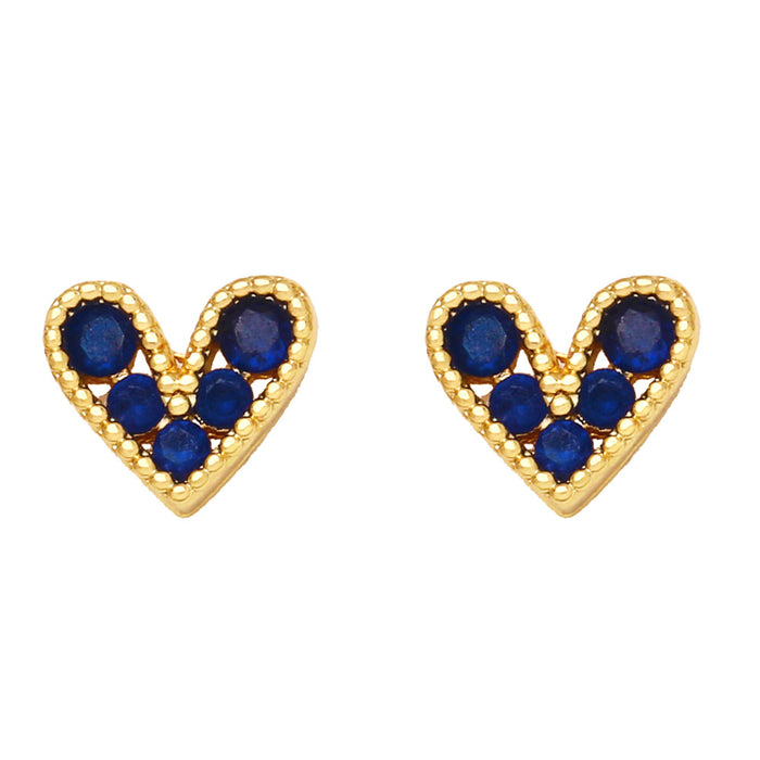 Wholesale Mini Zircon Heart Earrings JDC-ES-AS085