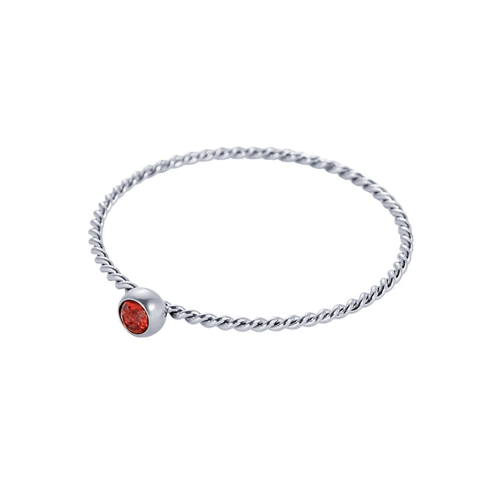 Wholesale Twisted ring with zircon ring stainless steel gold-plated birthstone twisted tail ring