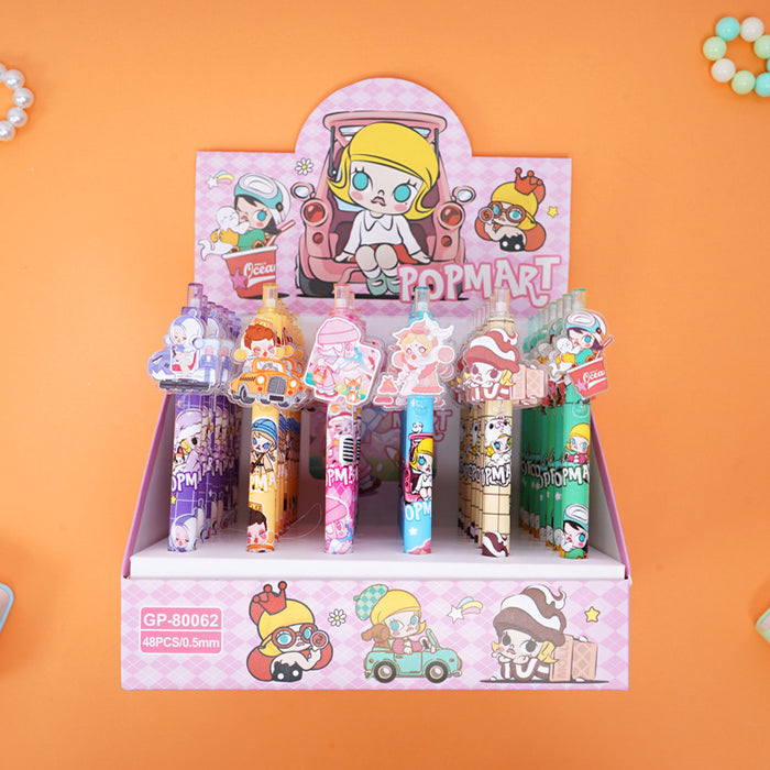 Wholesale 48 pcs Black core 0. 5mm cute cartoon sticker push-button pen