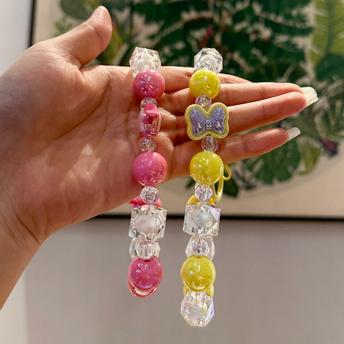 Wholesale Handmade beaded bag pendant, car keychain, five pointed star bow, couple keychain, chain