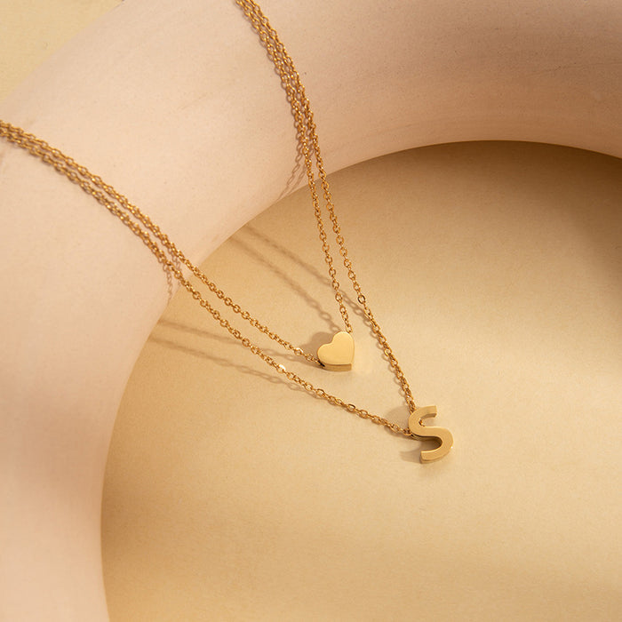 Wholesale 26 English Letters — Fade-Resistant Titanium Steel Clavicle Necklace