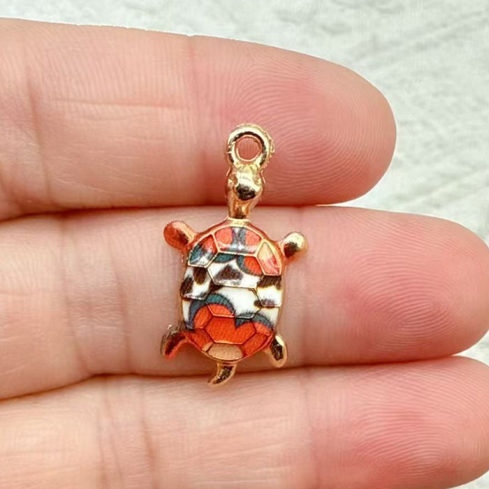 Wholesale 10pcs DIY Colorful Turtle Bracelet Pendant Alloy Oil Drip Accessories Hanging Earrings