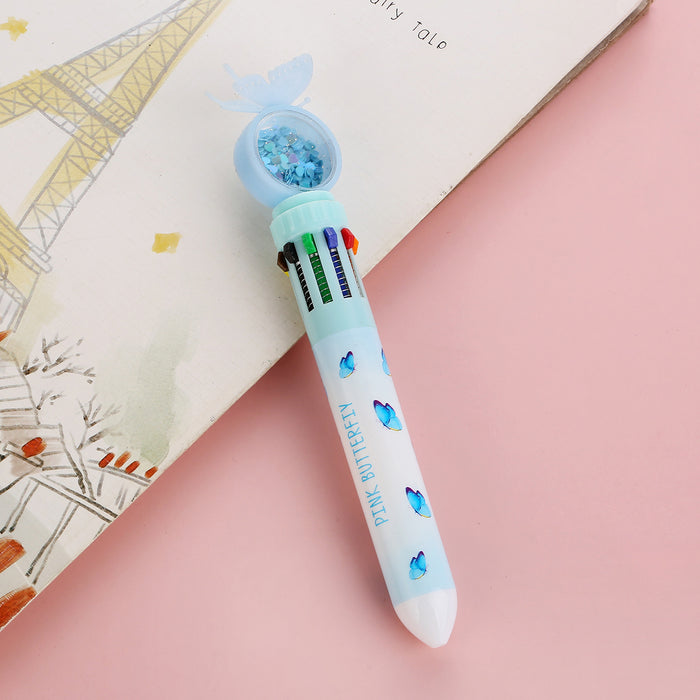 Wholesale Butterfly Sequin Ten-Color Ballpoint Pen