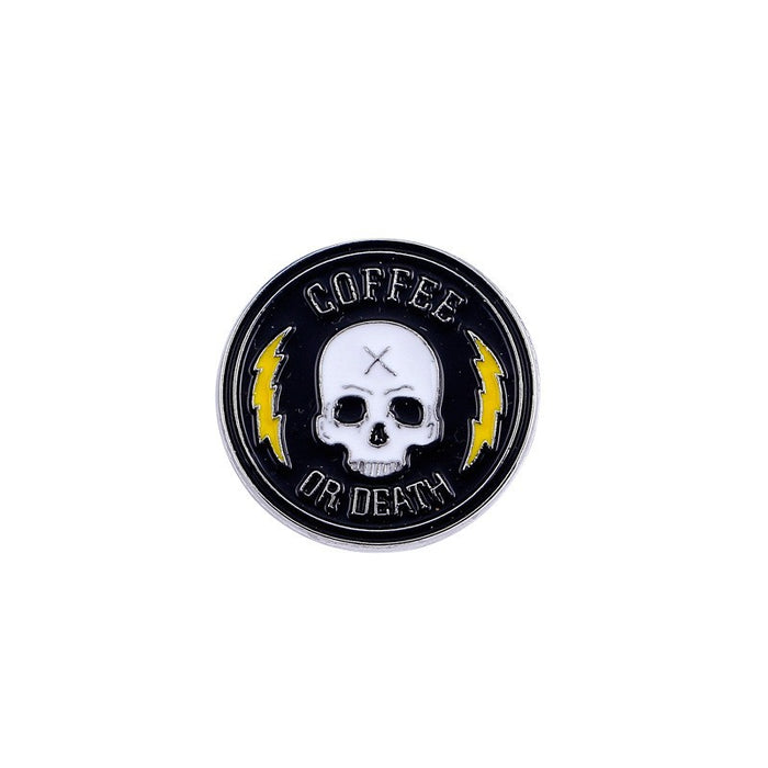 Wholesale  Skull Disc Brooch Pin Zinc Alloy Dripping Oil Finish Trendy Party Accessory