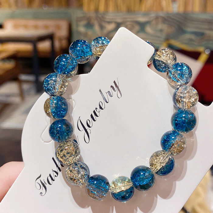 Wholesale Glass Bead Bracelet Deep Sea Blue Two-Color Unisex Fashion Accessory MOQ≥3