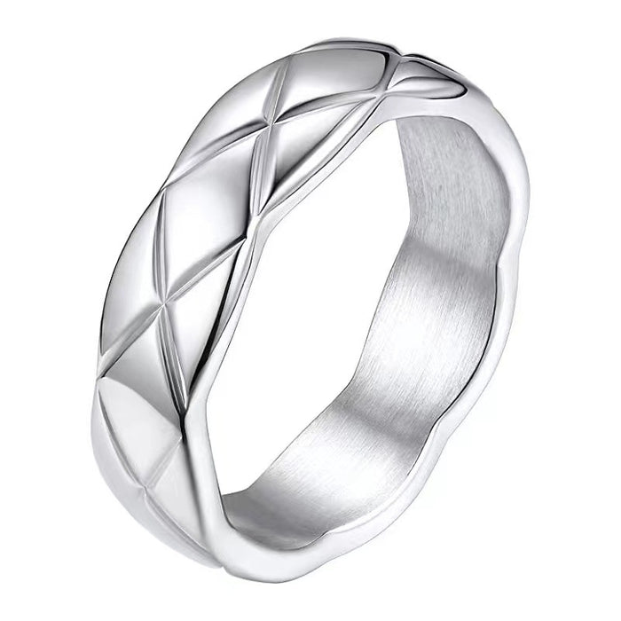 Wholesale Wavy Edge Quilted Titanium Steel Rings Personalized Accessories