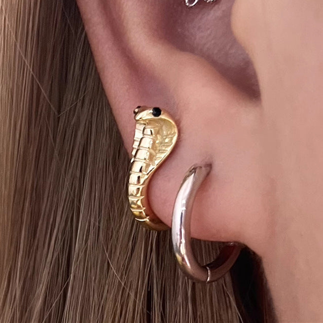 Wholesale Retro Cold style Cobra 925 earrings ear buckle