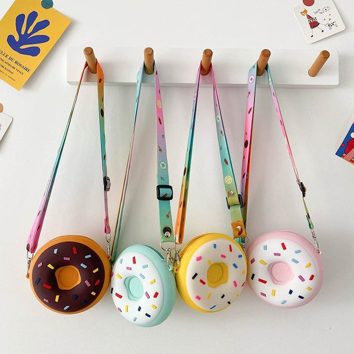 Wholesale Donut Silicone Crossbody Bag for Girls Trendy Cute Coffee Color MOQ≥10