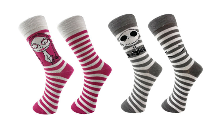 Wholesale Cartoon Striped Simple Middle Tube Cotton Socks JDC-SK-YiYan078