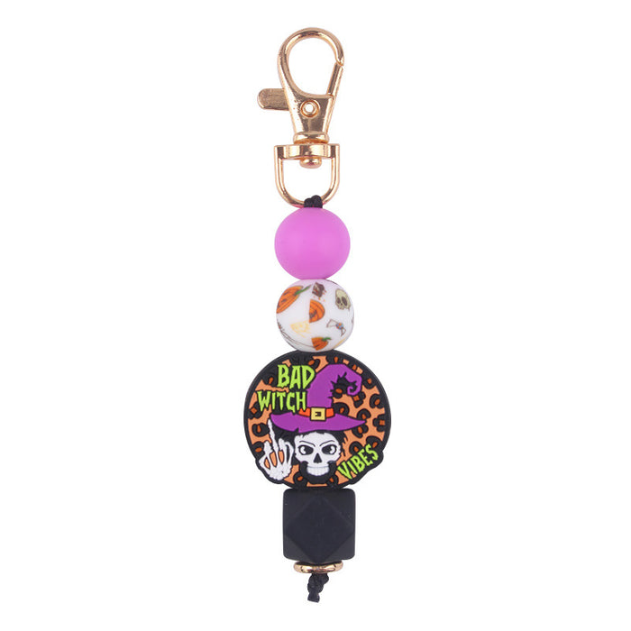 Wholesale Cartoon Halloween Silicone Bead Keychain JDC-KC-GuangTian040