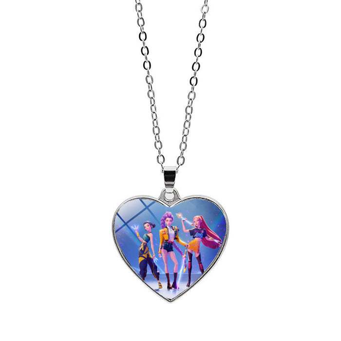 Wholesale Kpop Heart necklace all-match cartoon anime heart-shaped pendant fashion clothing wool chain necklace jewelry