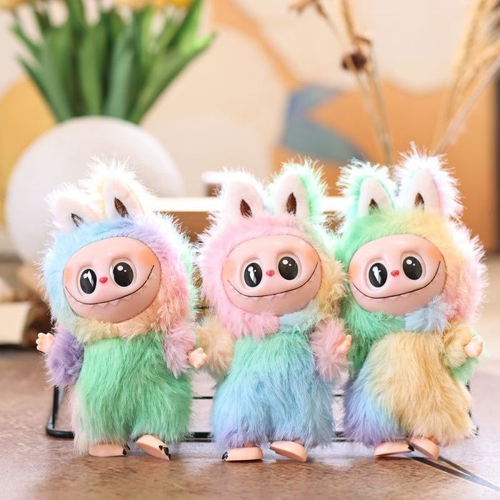 Wholesale Cute Vinyl Plush Toy Doll with Colorful Rabbit Bag Pendant Keychain Doll