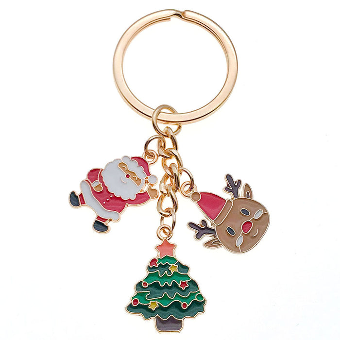 Wholesale Zinc Alloy Christmas Keychain with Snowman Elk Design Festive Gift Keyring