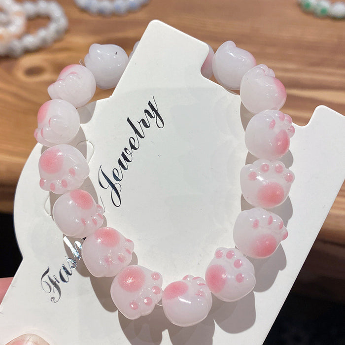 Wholesale Cute Large Resin Cat Claw Bead Bracelet Student Gift MOQ≥2
