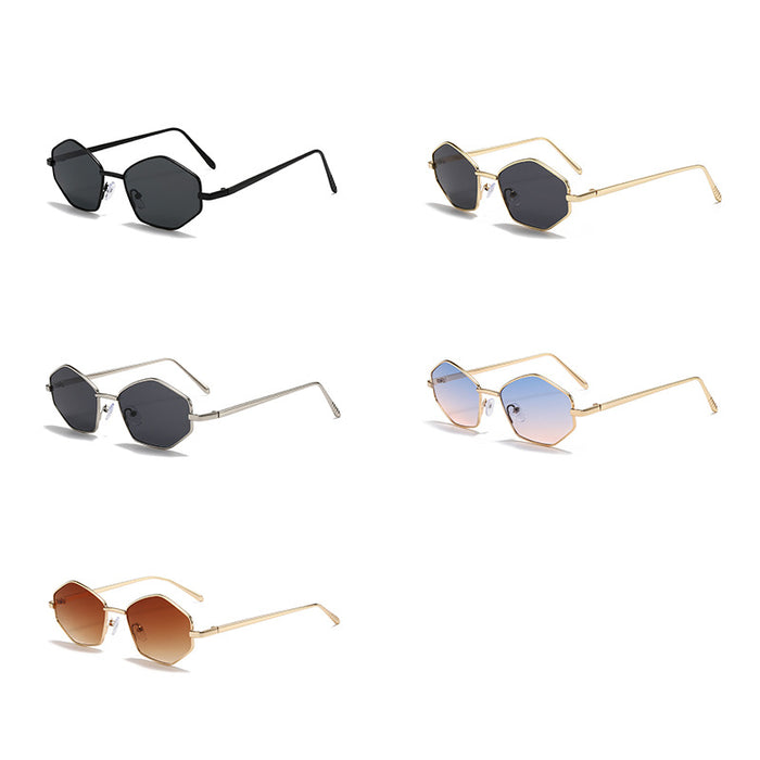 Wholesale New Metal Multilateral Diamond Sunglasses for Women's Luxury Fashion Sunglasses Sunscreen Hip Hop Glasses for Men
