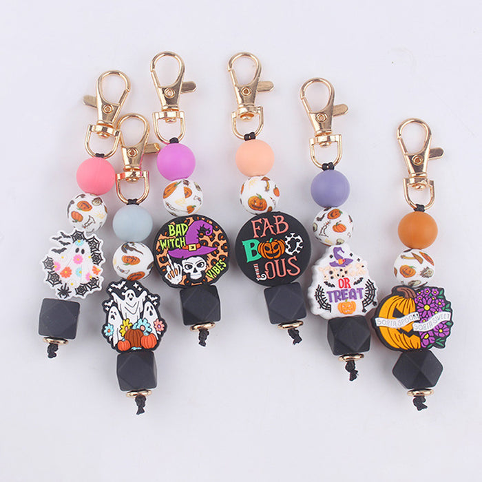 Wholesale Cartoon Halloween Silicone Bead Keychain JDC-KC-GuangTian040