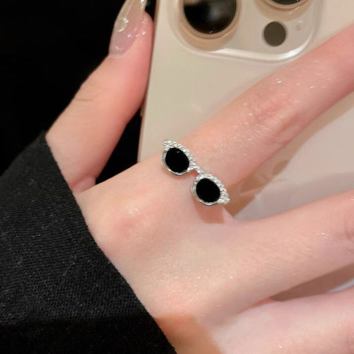 Wholesale Mini Finger Glasses Ring  Opening  Adjustable Index Finger Ring   Couple Ring