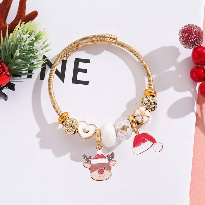 Wholesale Christmas Tree Elk Snowflake Stainless Steel Bracelet Women Jewelry Accessory MOQ≥2