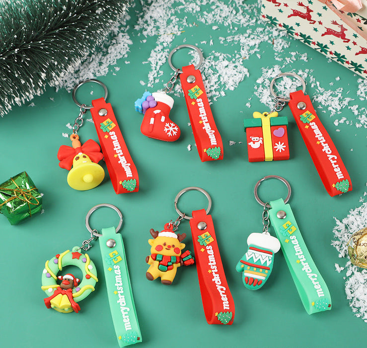 Wholesale Cartoon Christmas series keychain New Year Christmas cute three-dimensional doll Christmas tree pendant small gift