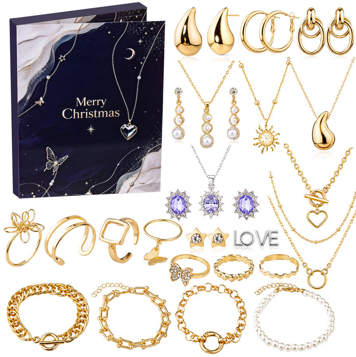 Wholesale Christmas DIY Bracelet Blind Box Gold 31 Grid Advent Calendar Jewelry Accessory Gift