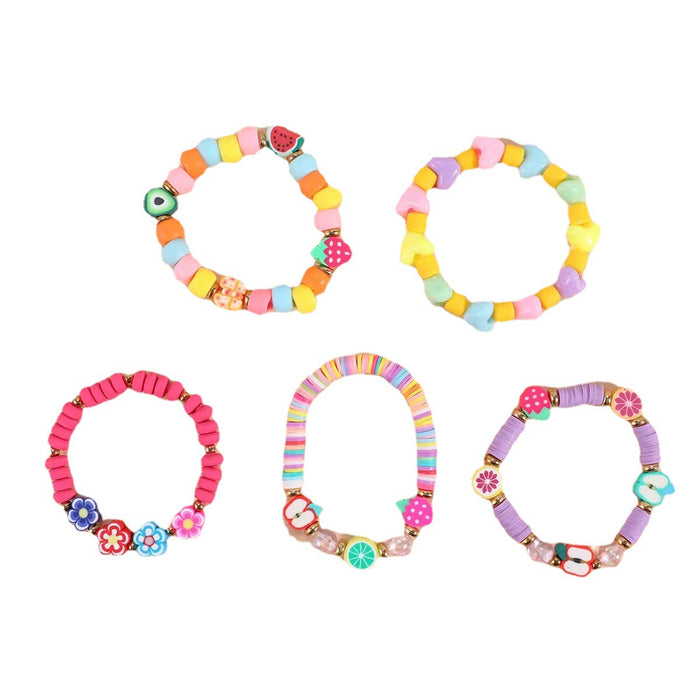Wholesale Flower Fruit Soft y Bracelet  Simple Pink Princess Acrylic Beaded Handmade Material