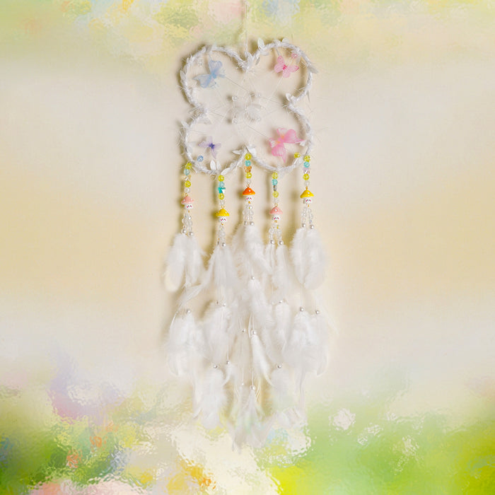 Wholesale Handmade Dream Catcher Wind Chime with Feathers Pink Kids Room Decor MOQ≥2