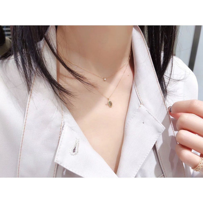 Wholesale Oval pendant, vintage gold-plated necklace, crystal collarbone chain