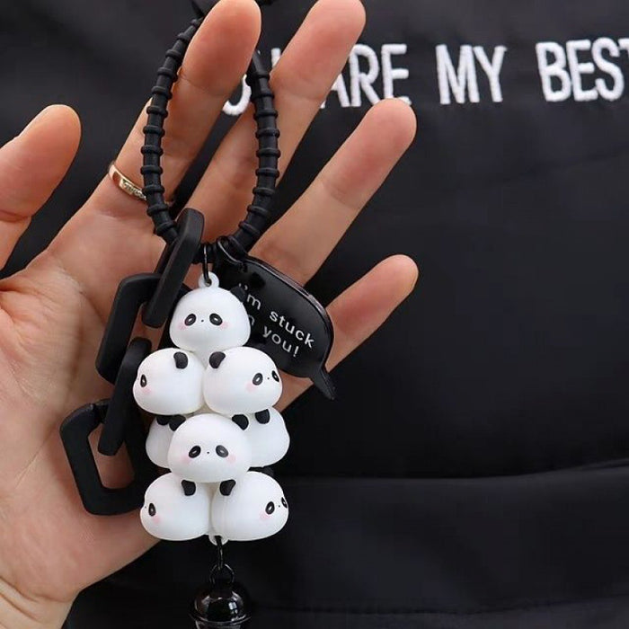 Wholesale  pendant succulent grape string panda anti-lost keychain bag ornaments cartoon animal keychain