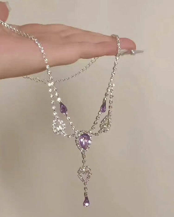 Wholesale Colorful enamel butterfly necklace pendant with high-end feel collarbone chain