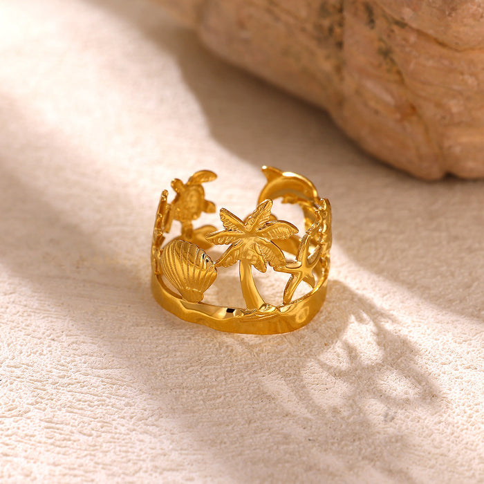 Wholesale Geometric Stainless Steel Rings Women Fashion Double Layer Heart Butterfly Design