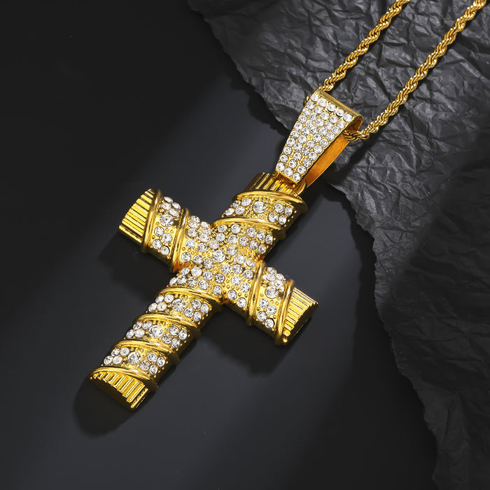 Wholesale New Personalized Full Diamond Cross Pendant Cuban Necklace Street Pendant Accessories