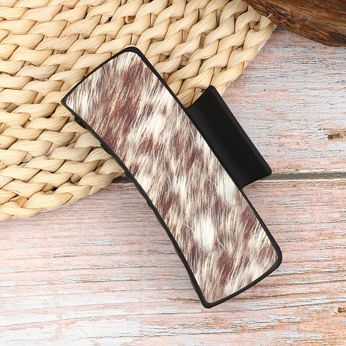 Wholesale Western Denim Style Horse Hair Craft Leather Women' s Hair Clip Grab Clip Shark Clip Hair Accessories Clip