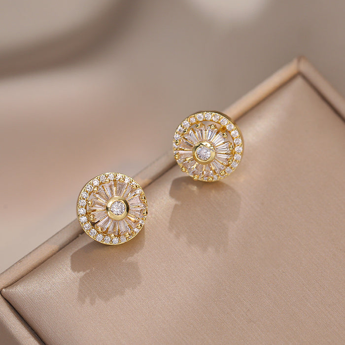 Wholesale Necklace zircon necklace niche earrings fashion set titanium steel lock chain