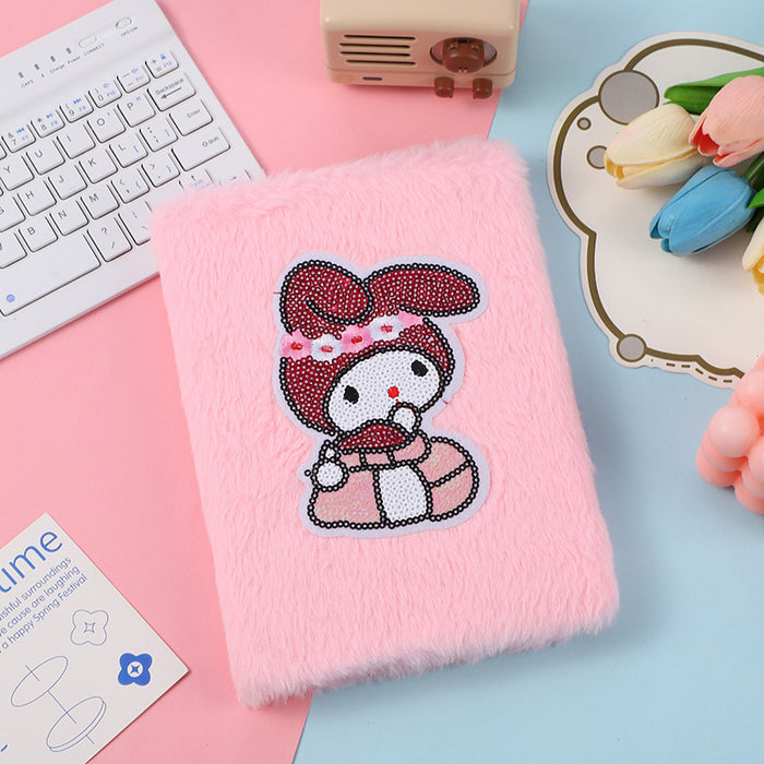 Wholesale Cute Bunny Plush Notebook Cartoon Note Plush Diary Creative Sequin Hand Ledger