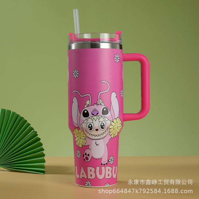 Wholesale 40oz Stainless Steel Thermal Insulation Cup Cartoon Car Cup with Handle and Straw