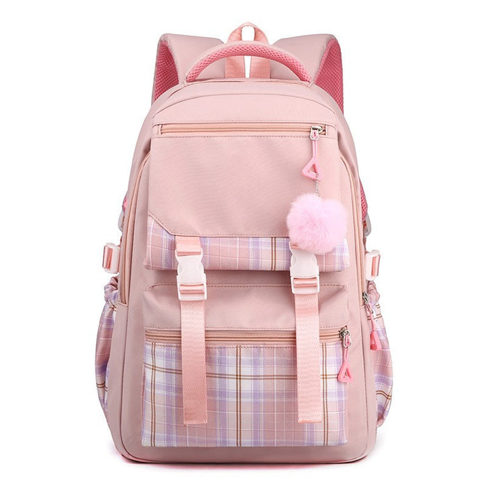 Wholesale Fresh and simple solid color multi-layer backpack for junior high school girls