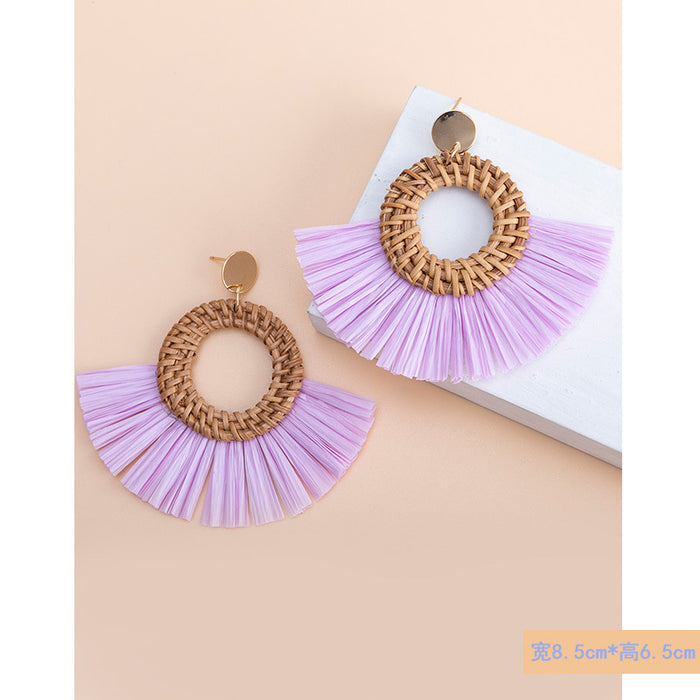 Wholesale tassel earrings  vacation high-end feeling raffia grass earrings