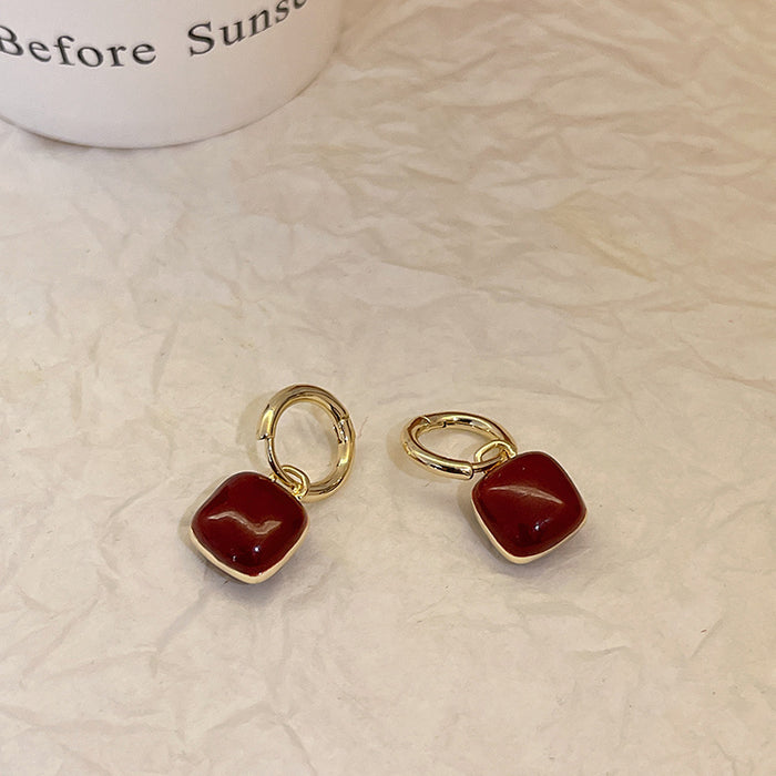 Wholesale Silver needle oil drop flower geometric earrings  summer new all-match earrings