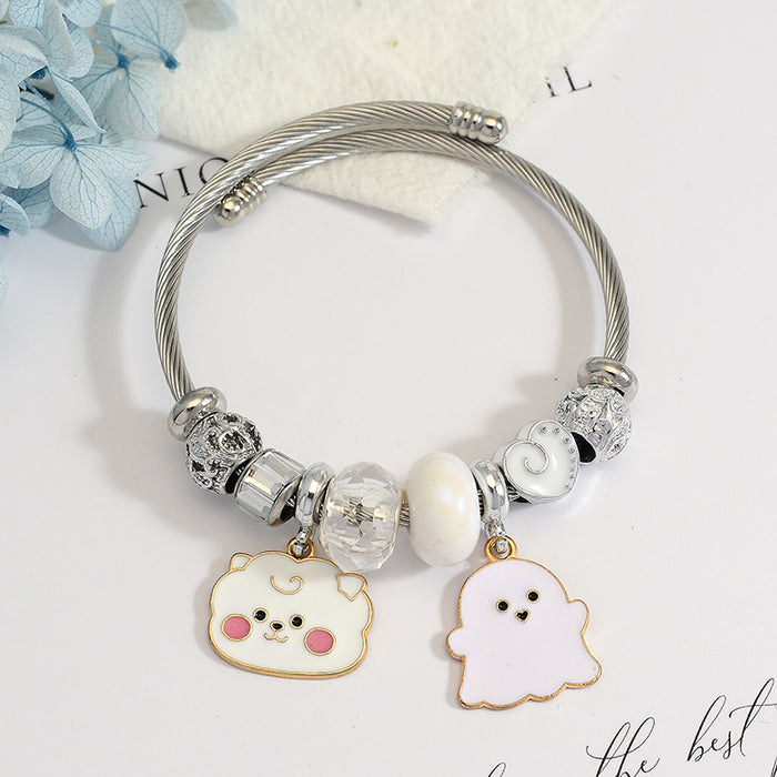 Wholesale Cartoon Pumpkin Pendant Stainless Steel Bracelet Fashion Jewelry Accessory MOQ≥2