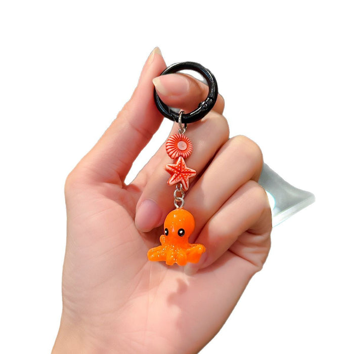 Wholesale Cute marine animal mobile phone lanyard resin keychain pendant car key decoration pendant