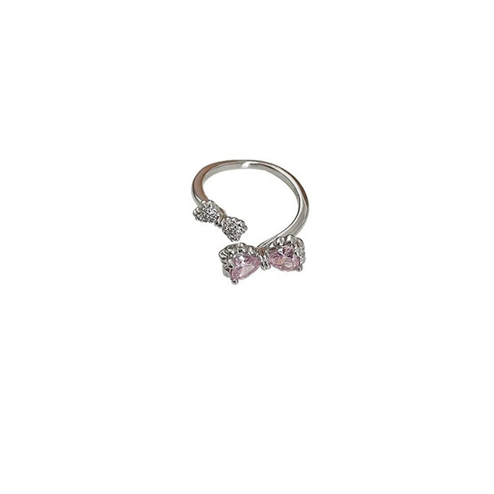 Wholesale Pink Diamond Bow Ring Women's Fashion Ring
