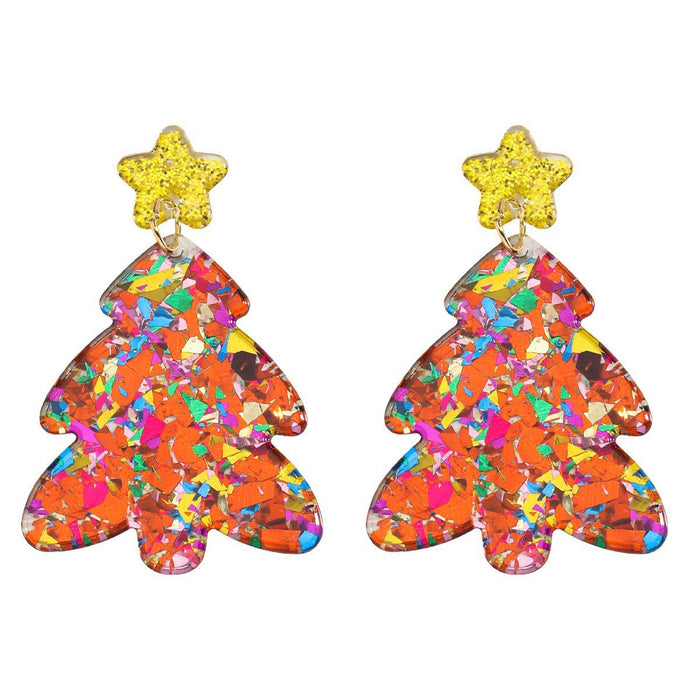 Wholesale  Christmas Tree Holiday Earrings Christmas Star Acrylic Sheet Earrings