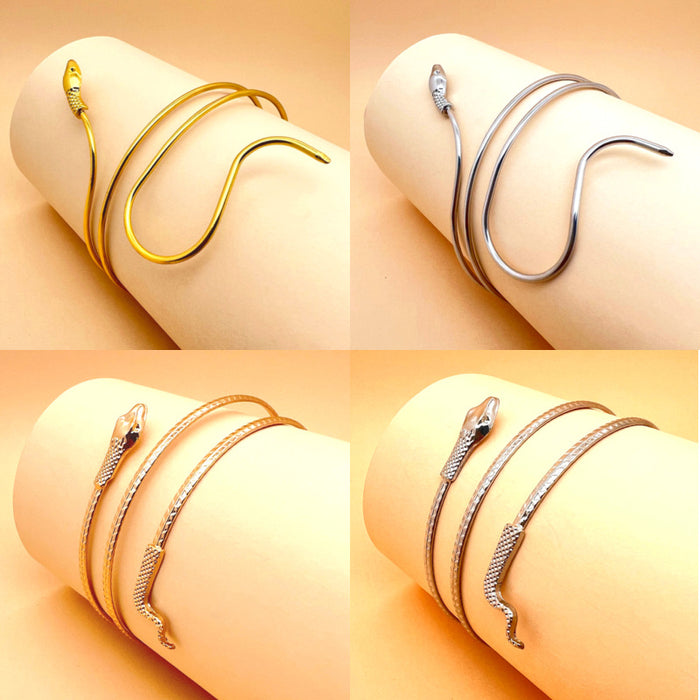 Wholesale Exaggerated Serpentine Bracelet Retro Fashion Twisted Wrapped Alloy Animal Arm Ring Personalized Sleeve Hoop