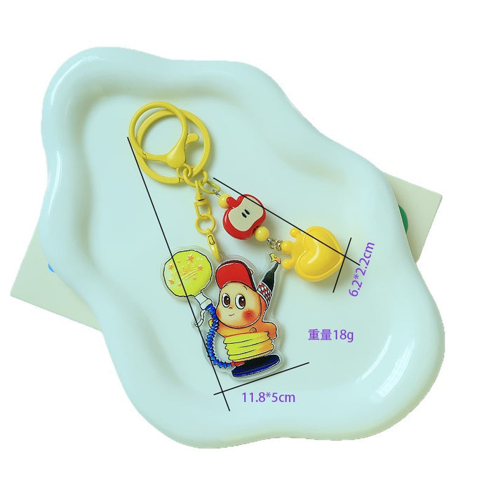 Wholesale Cute Red Apple Star Acrylic Relief Keychain Pendant Ins Cartoon Heart Backpack Hanging Jewelry