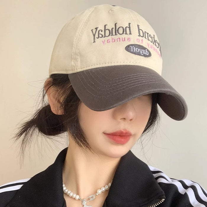 Wholesale Baseball cap retro color blocked versatile soft top duckbill cap