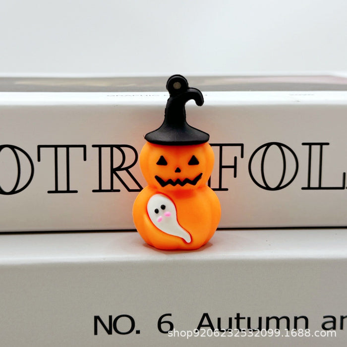 Wholesale Halloween Pumpkin Ghost Keychain Charm Soft Glue Bag Charm Gift MOQ≥2
